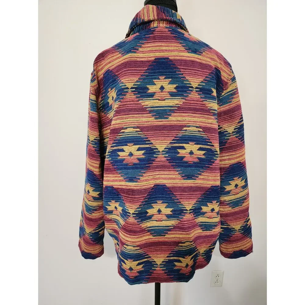 ALFRED DUNNER Women's Size 16 Colorful Western Aztec Print Button‎ Up Jacket